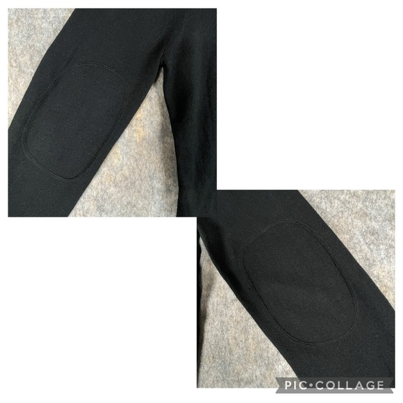 Banana Republic Silk Cashmere Quarter Zip Elbow-Patch Collegiate Sweater Sz M - Picture 11 of 14